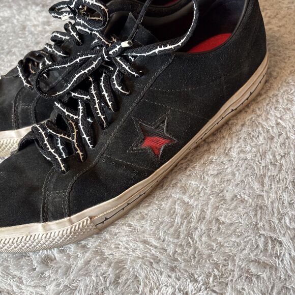 Converse One Star Pro Roses A01579C Black Red Suede Skateboard size 10.5 men's - Picture 4 of 10